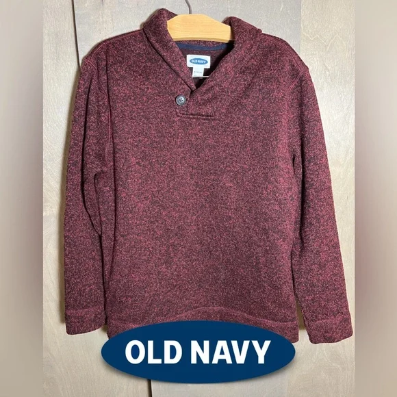 Old Navy Maroon Fleece Shawl Collar Sweater XL 14-16