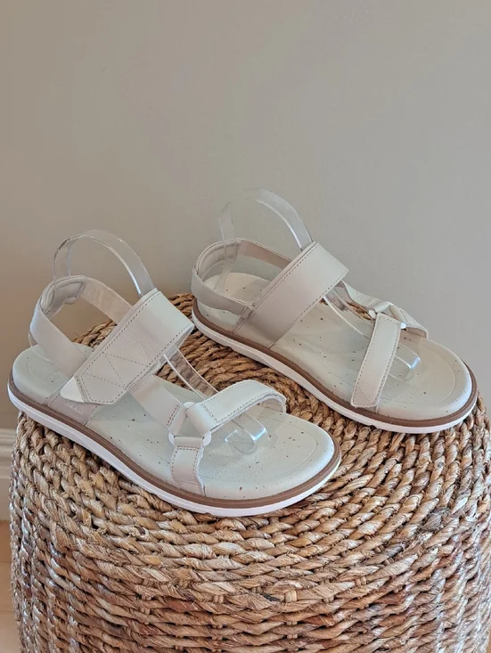 Teva Women's Madera Birch White Leather Slingback Summer Sandals 11‎