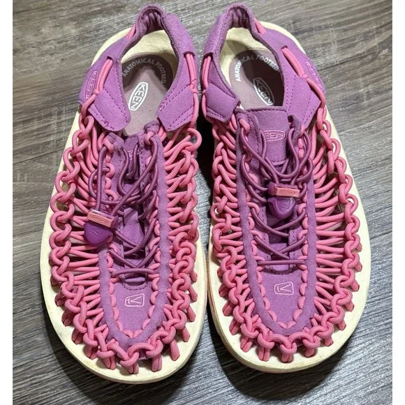 Womens Keen Uneek Sport Sandals Hiking Sandals Shoes Purple Pink Size 7.5 Bungee