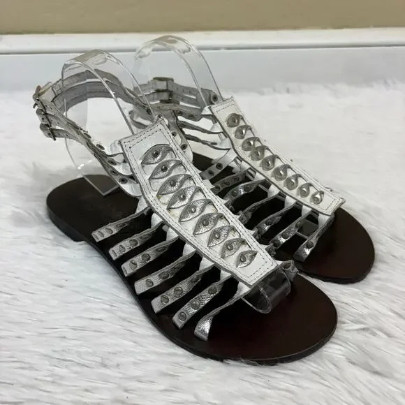 Naughty Monkey Women's Party Time Leather Gladiator Sandals White Size 8