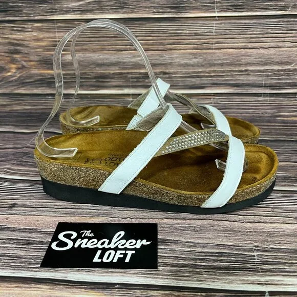 Naot Hawaii White Leather Women's Slide Sandals‎