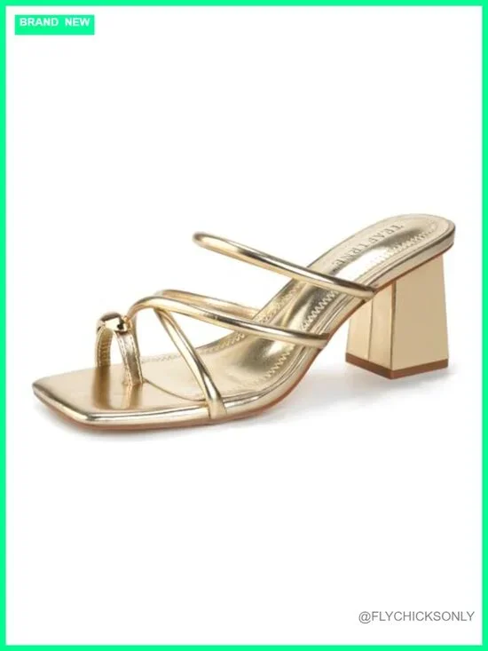 Square Toe Chunky Heel Flip Flop Sandals with Memory Foam, Plus Size, Block