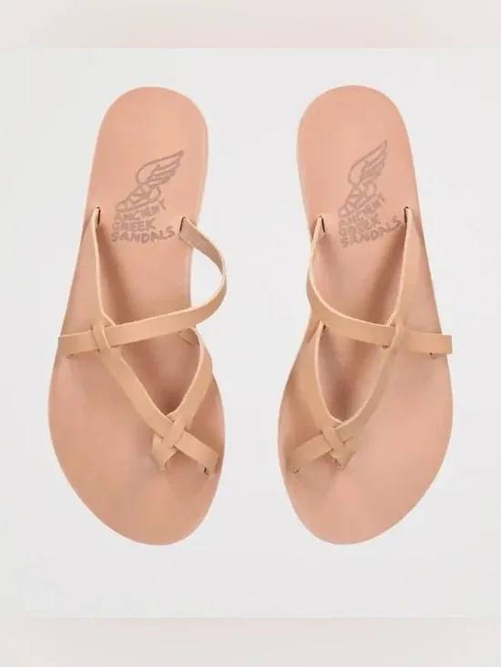 ANCIENT GREEK SANDALS Leather Armos Sandals Beige Leather Size 38