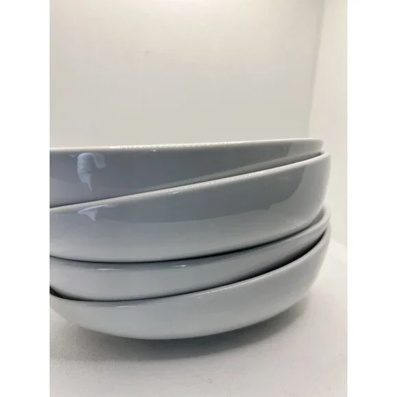 4 CB2 Crate & Barrel White Porcelain egg Shaped oblong oval abstract modern bowl