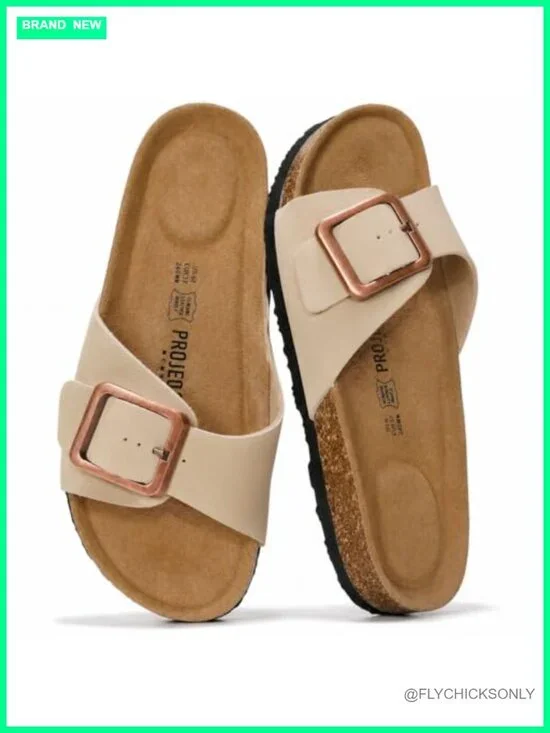 Premium Genuine Leather Slide Sandals with Memory Foam