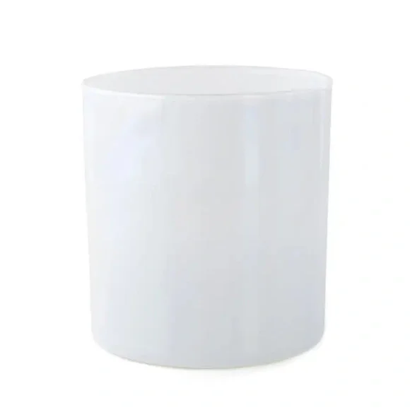 Glossy White Glass Cylinder Jar 3in tall, 2.5in diameter