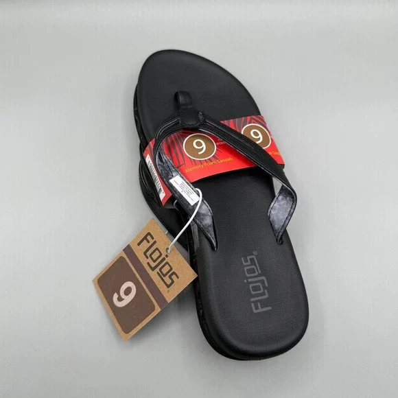 Flojos Womens Memory Foam Flip Flop‎ Sandals Black Tie Dye Size 9 NEW