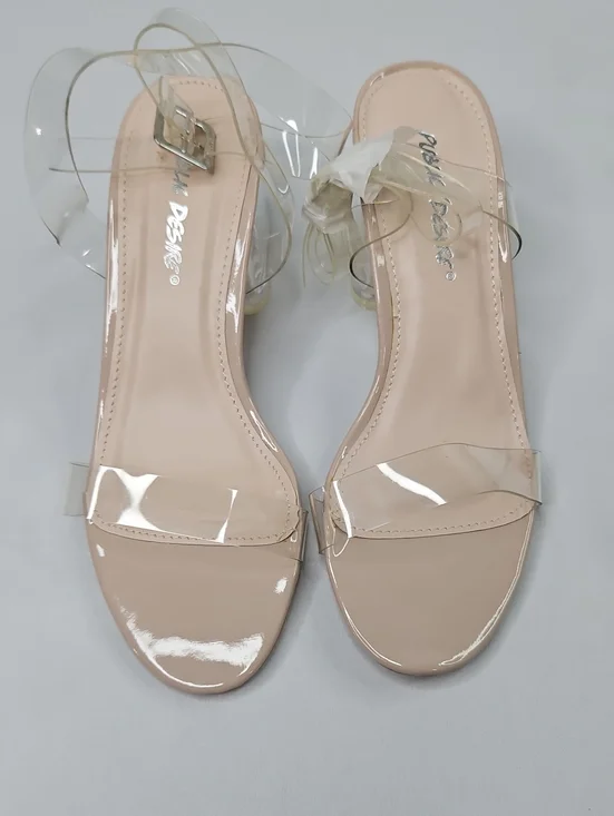 Public Desire Blush Nude Clear Strap Sandals Size 5 NWT