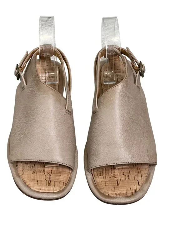 Korks Taupe Slingback Sandals Size 7 Cork Footbed Casual Comfort