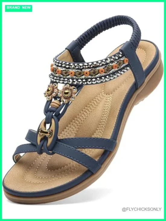Arch Support Bohemian Sandals for Women Comfort Walking Beach Flip Flops