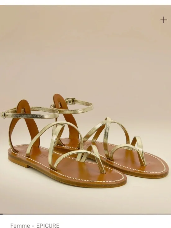 K.Jacques Metallic Gold Leather Strappy Sandals
