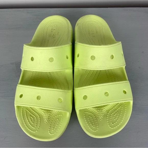 Crocs Classic Sandal Slip On Comfort Shoes Yellow Lime Zest Womens Size 11