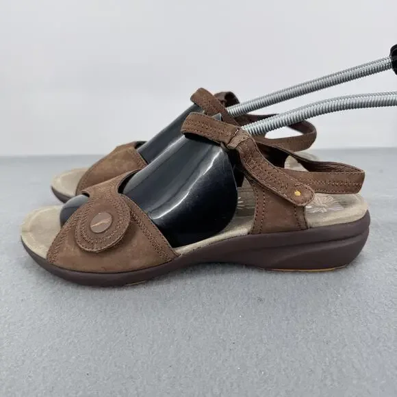 Dansko Sandals Womens Size 7.5 Brown Leather Slingback Wedge Comfort Shoes‎