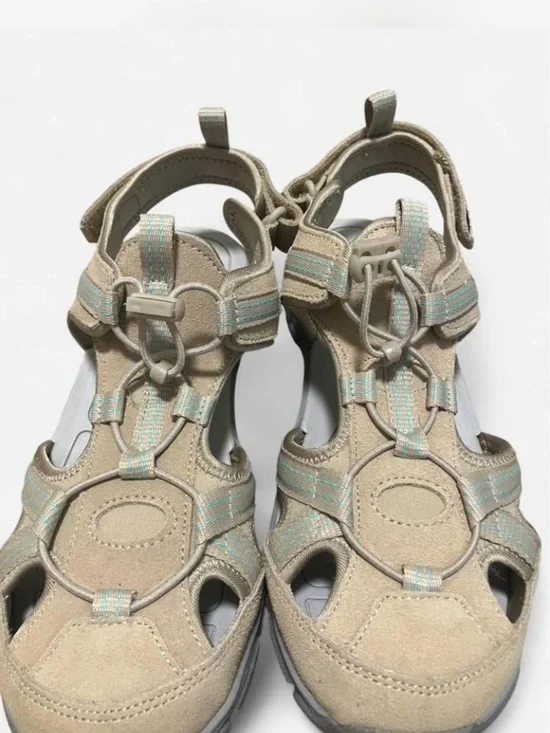 Lands' End Beige and Aqua Women's Outdoor Sport Sandals Size 10
