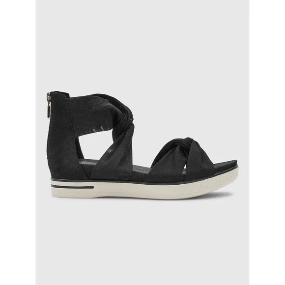 Eileen Fisher Zanya Black Mesh Elastic Suede Platform Sandal Back Zip Womens 8.5