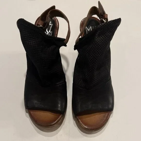 Miz Mooz Black Peep-Toe Sandals