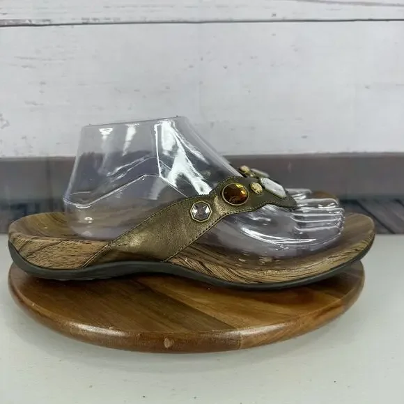 Vionic Sandal‎ Womens 11 Brown Eve Beaded Orthoheel Comfort Cushion Bronze