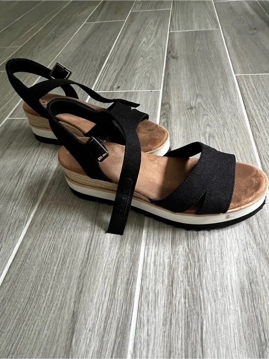 Tom’s Women's Black Platform Slingback Sandals