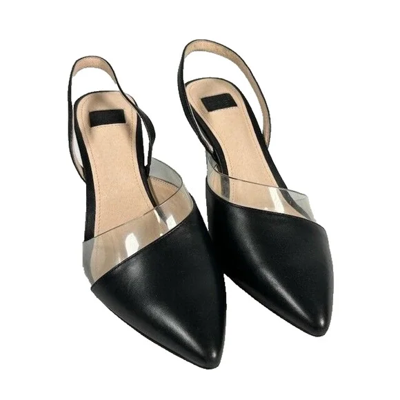 Louise et Cie Kareena Slingback Sandals Stiletto Heel Leather Black Womens‎ 8M