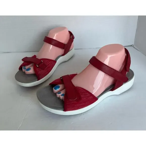 TRAQ by Alegria Qali Red Adjustable Straps Smart Walking Comfort Sandals Sz 10.5