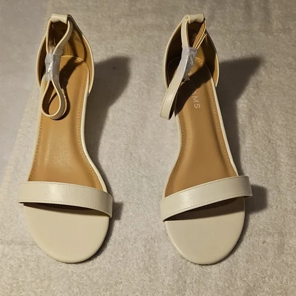 J. Adams White PU Strappy Wedge Ankle Strap Sandals Buckle Women's Size 9‎