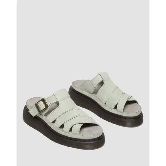Dr. Martens Maxxy Slide Sage‎ Green Nubuck Leather Platform Sandal Women’s 7 NEW
