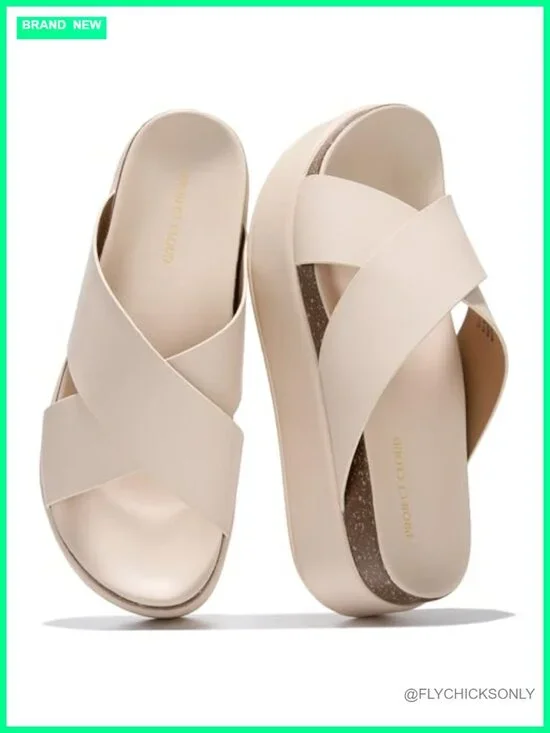 Faux Leather Platform Wedge Sandals - Non-Slip Cushion Slide