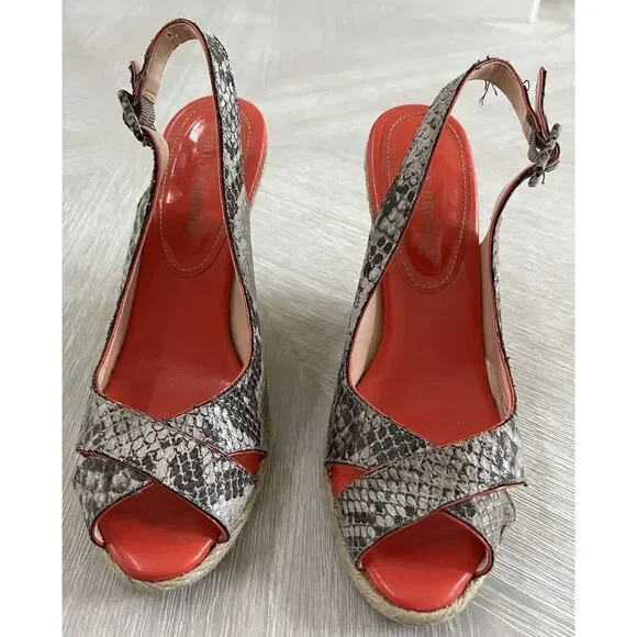 Audrey Brooke Snakeskin‎ Rattle Snake Wedges Sz 8