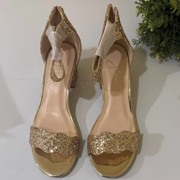 J.Adams Mimi ⭐️ Gold Glitter Sandals Chunky Sandals occasion Evening sandals