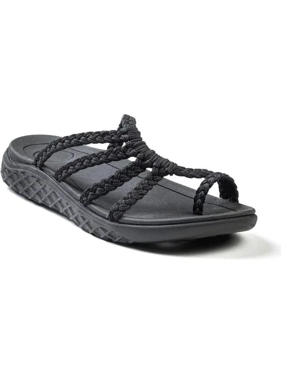 Women's Black Wave Flip Flops with Arch Support Comfortable Walking Casual