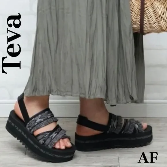 Teva Ceres Women's Platform Sandals in Double Diamond Black New Size 10