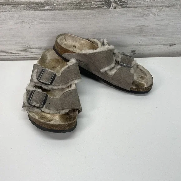 Birkenstock Arizona Shearling Suede Sandals Fuzzy Size‎ 40 9 US