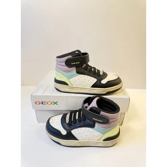 Geox J Washiba Girl (Toddler/Little Big Kid) Sneakers, Black/Multicolor 1, US 10