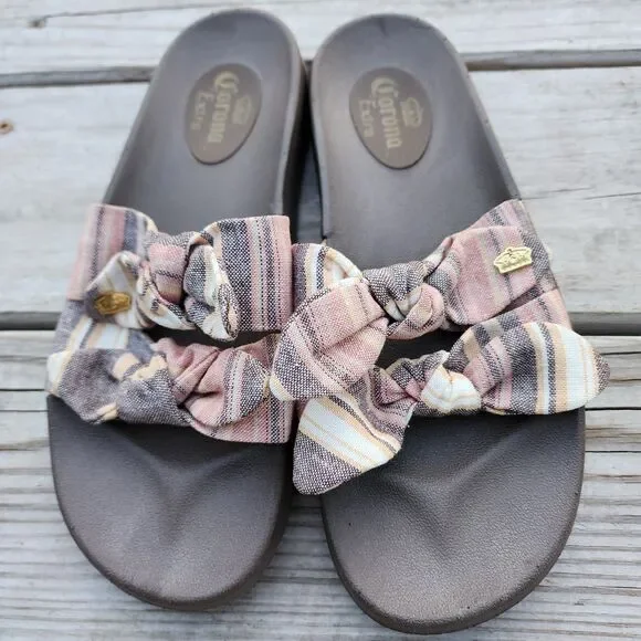 Corona Extra Womens Size 9-10 Sandals Flip Flops Slides Pink And Brown