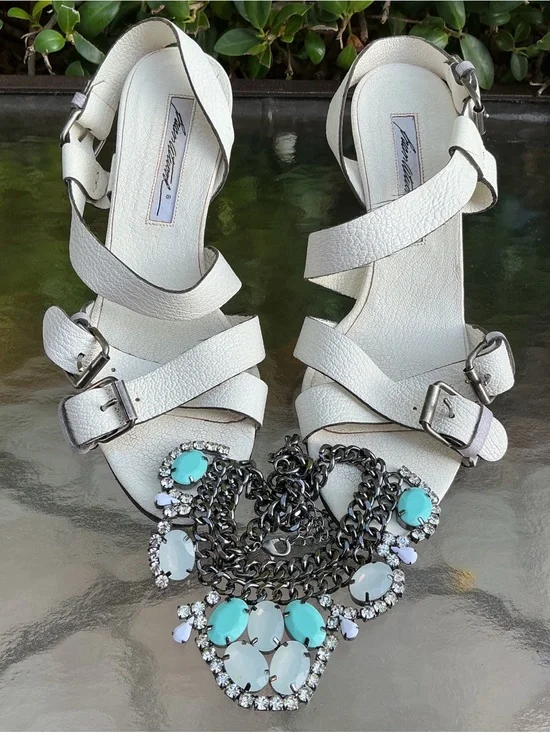 Brian Atwood White Strappy Sandals