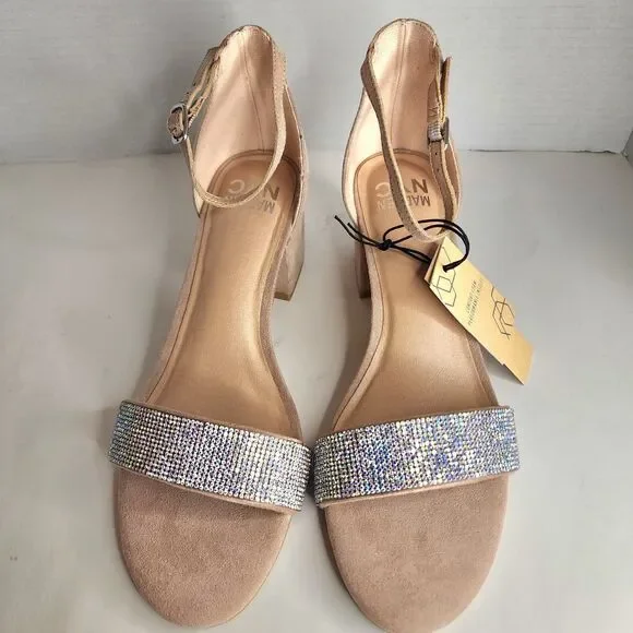 NIB Madden NYC Women's SIZE 11 Blush Illie City Rhinestone Bling Strappy Sandals