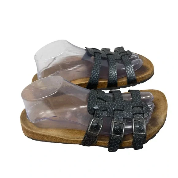 Birki's Birkenstock Xenia Gray Snakeprint Sandals Comfort Boho Womens 39 US 8