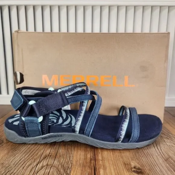 Merrell Terran 3 Cush Lattice Sandals Women Sz 11 Navy Blue Strappy Casual Shoes