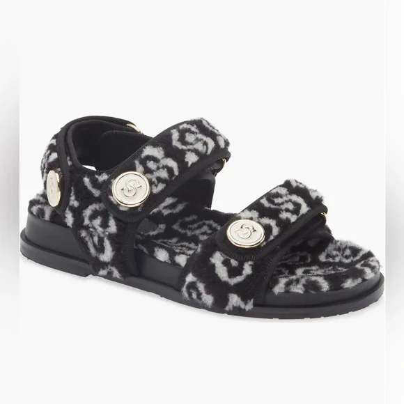 NIB  SALVATORE FERRAGAMO Keita J Gal Genuine Shearling Sandal