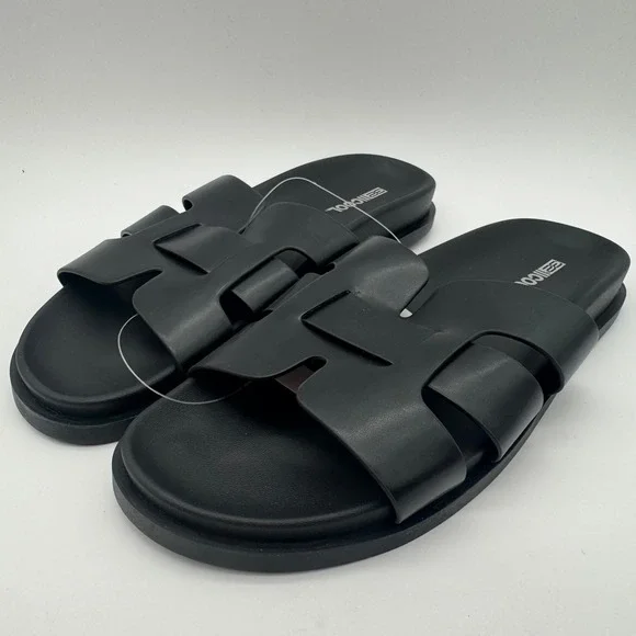 Women's H-Band Sandals Black Cushioned Slide Sandals Size 10 NEW‎