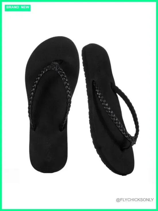 Slim Braided Flip Flop Thong Sandals with Yoga Mat Cushion Footbed