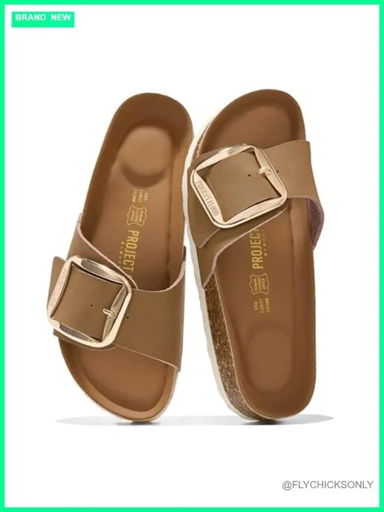 100% Genuine Leather Slides with Memory Foam Insole