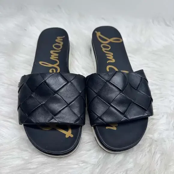 Sam Edelman Adaley Woven Leather Slide Sandal in‎ Black