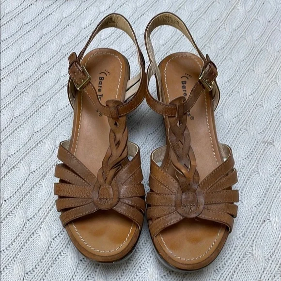 Women’s 7.5 Bare Traps Diamond sandals wedge braid adjustable ankle open toe