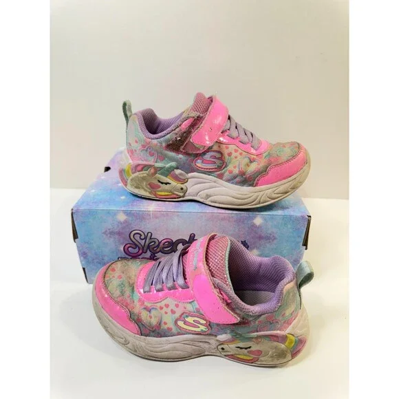 Skechers Kids Girls Unicorn Dreams Sneaker, Pink/Multi, 11 Little Kid