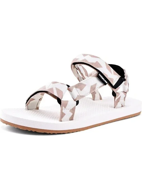 Women's White Brown Hiking Sandals with-Arch-Support Webbing-Outdoor Beach Water