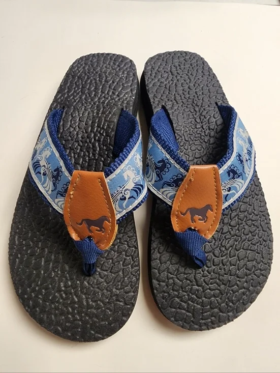 Horse Flip Flops Blue Black New‎ 689 B16 See measurements for size