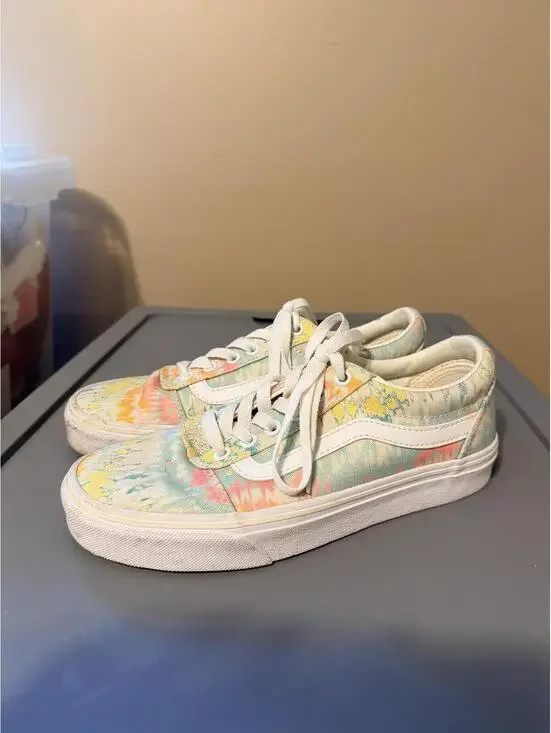 Vans Old Skool Pastel Watercolor Tie Dye Canvas Sneakers Womens 7