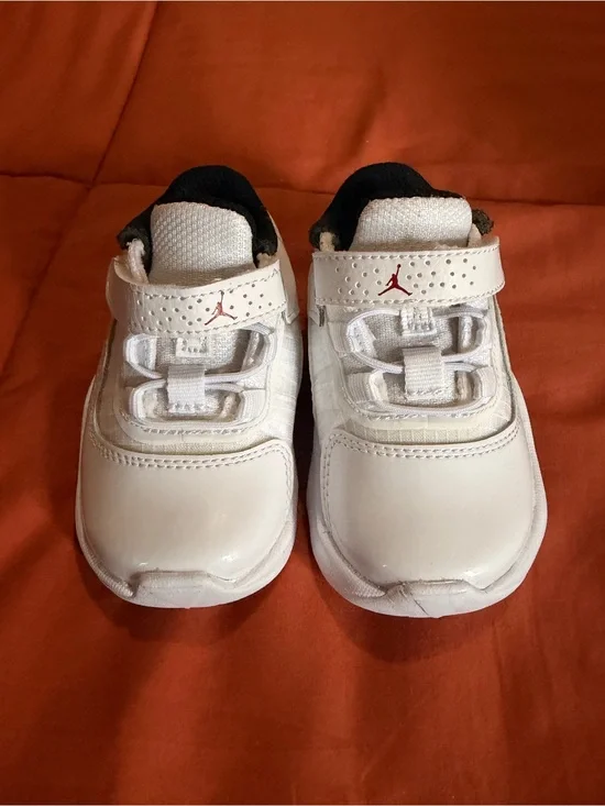 Jordan Kids White Slip-On Sneakers with Red Jumpman Accent
