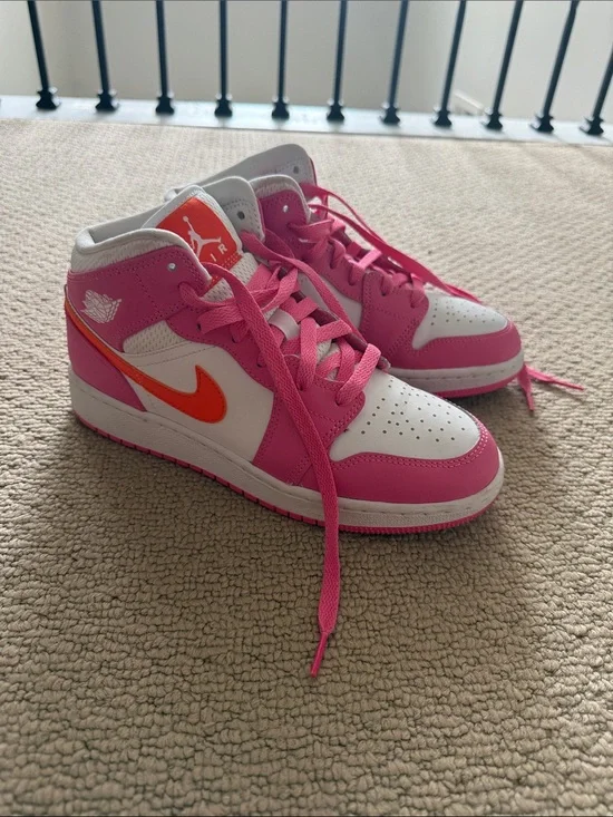 Nike Kids Pink, White & Orange Mid-Top Sneakers